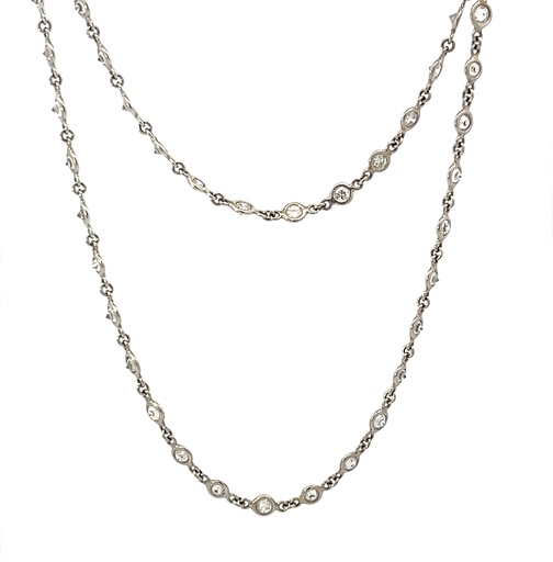 [N68167.2] 14Kt White Gold Diamond By The Inch Necklace With (169) Round Diamonds Weighing 13.50cttw