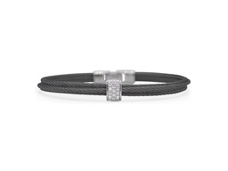 [04-52-0400-11] ​Diamond Black Nautical Cable Crossed Bracelet 0.15cttw