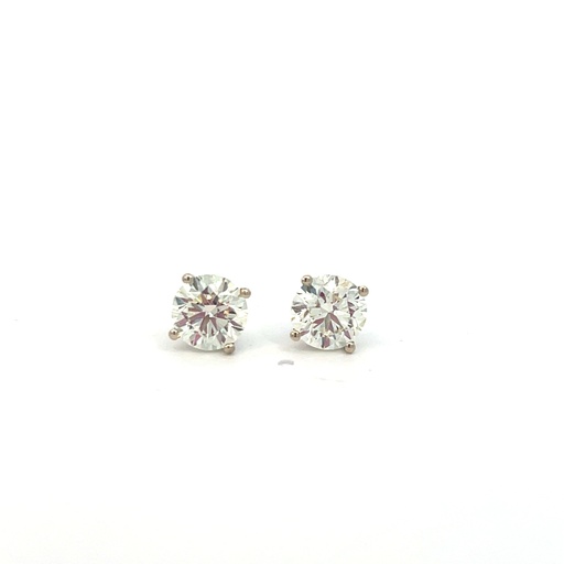 [S08925] Round Brilliant Cut Diamond Studs 3.00cttw M/VS1 GIA7488348052 GIA1479149166 14Kt White Gold Cocktail Pushbacks