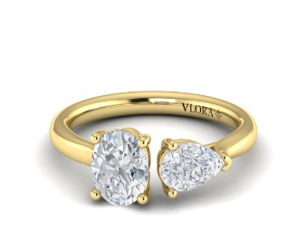[VSD20237-YG] 14Kt Yellow Gold Toi Et Moi Pear And Oval Semi Mount Ring