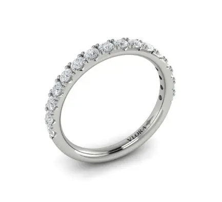[VW20054-15WG] 14Kt White Gold Half Eternity Band With (16) Round Diamonds Weighing 0.59cttw