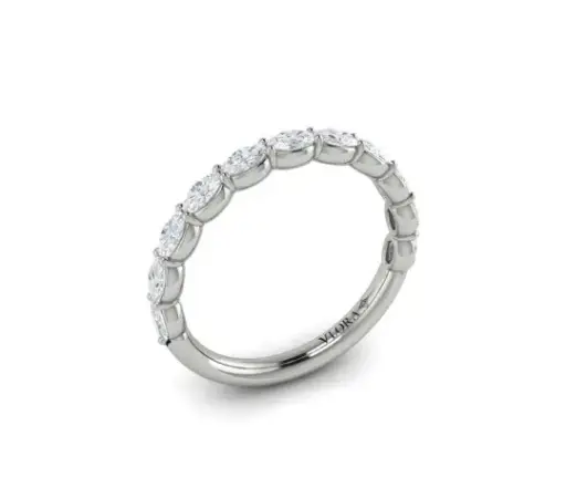 [VW20169-15WG] 14Kt White Gold Half Eternity Band With (11) Oval Diamonds Weighing 0.97cttw