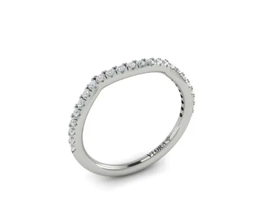 [VW20186-15BWG] 14Kt White Gold Contour Band With (24) Round Diamonds Weighing 0.25cttw