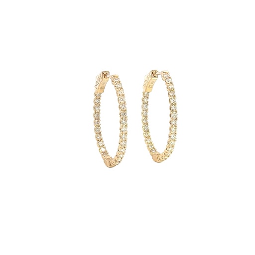 [EDD6565_OV564] 14Kt Yellow Gold In/Out Hoops With (50) Round Diamonds Weighing 1.93cttw