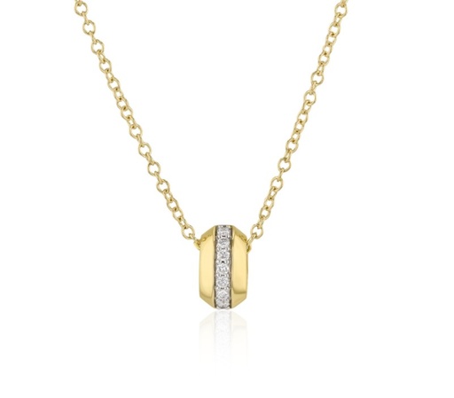 [N1786DY] 14Kt Yellow Gold Single Station Necklace With (7) Round Diamonds Weighing 0.11cttw