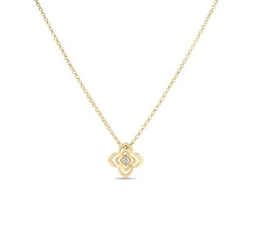 [7773685AY17X] 18Kt Yellow Gold Palazzo Ducale Necklace 0.02ct