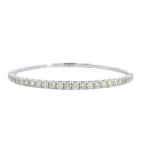 [BDD5366-301] 14Kt White Gold Bangle With (29) Round Diamonds Weighing 2.96cttw 6.75"
