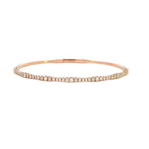 [BDD4499B-307] 14Kt Rose Gold Bangle With (48) Round Diamonds Weighing 0.85cttw 6.75"