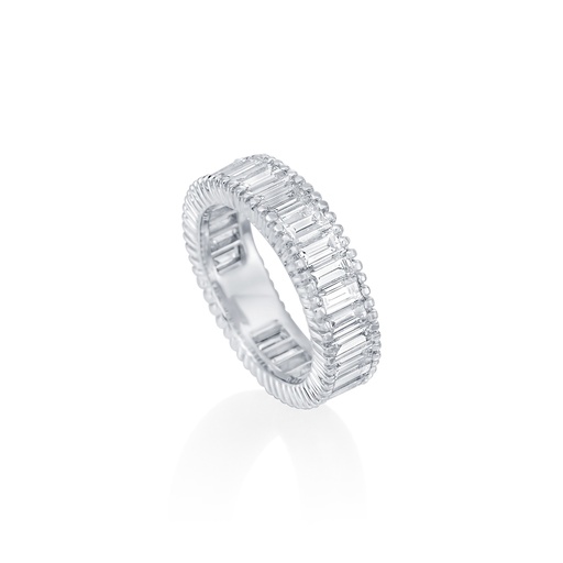 [22105] Platinum Near Eternity Band With (26) Baguette Diamonds Weighing 4.50cttw