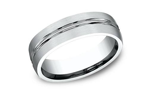[LCF56541114KW10] 14Kt White Gold Comfort Fit 6.5mm Center Cut Band Sz10