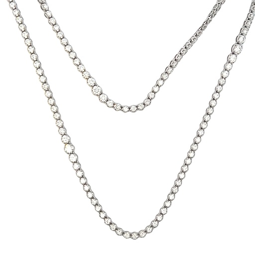 [ON30916-O] 18Kt White Gold Opera Riviera Necklace With (268) Round Diamonds Weighing 8.79cttw