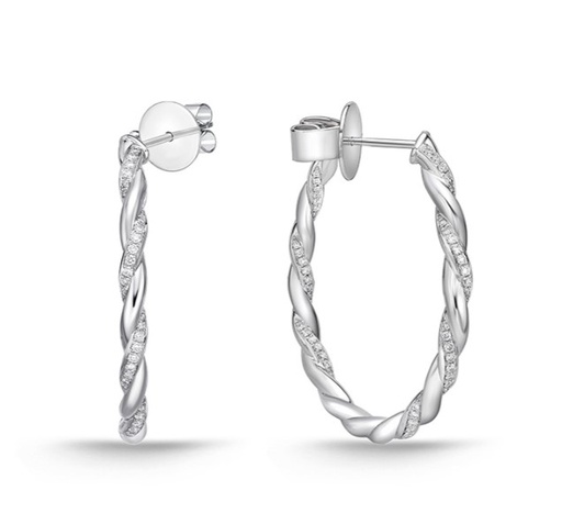 [CHHO27735358W72000] 18Kt White Gold Twisted Hoops With (122) Round Diamonds Weighing 0.43cttw