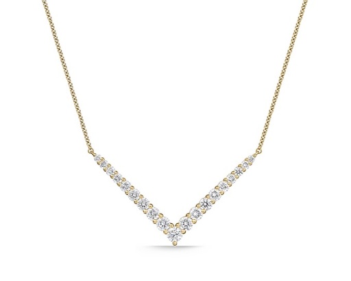 [CNUB15818008W72000] 18Kt Yellow Gold Identity Medium V Necklace With (19) Round Diamonds Weighing 1.79cttw