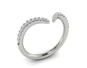 [VR60134] 14Kt White Gold Open Contour Band With (24) Round Diamonds Weighing 0.24cttw