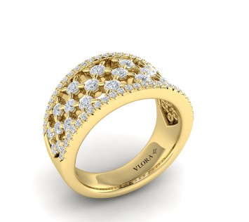 [VR60751] 14Kt Yellow Gold Sofia Band With (79) Round Diamonds Weighing 1.15cttw
