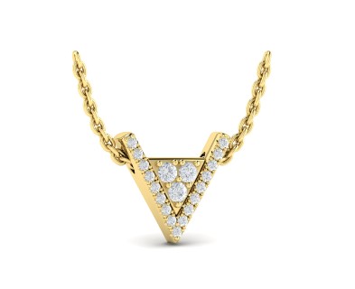 [VP60407] 14Kt Yellow Gold Miravel Necklace With (20) Round Diamonds Weighing 0.27cttw