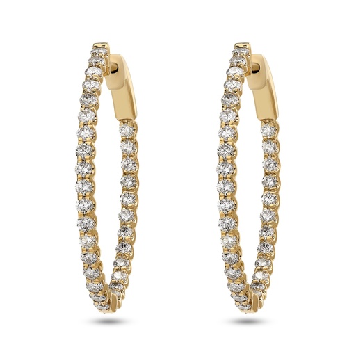 [RT79742] 14Kt Yellow Gold In/Out Hoops With (60) Round Diamonds Weighing 1.34cttw