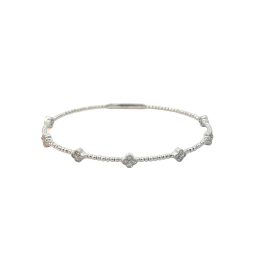 [B9061B] 14Kt White Gold Clover Cluster Bracelet With (28) Round Diamonds Weighing 0.41cttw