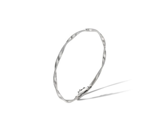 [BG337 W 01] 18Kt White Gold Marrakech Twisted Bangle Bracelet 7"