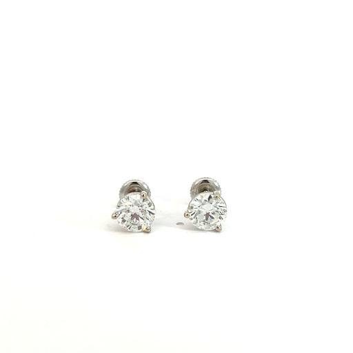 [S10666] Round Brilliant Cut Diamond Studs 3.04cttw G/SI1 GIA1507168384 GIA6495236876 14Kt White Gold Martini Set Screwbacks