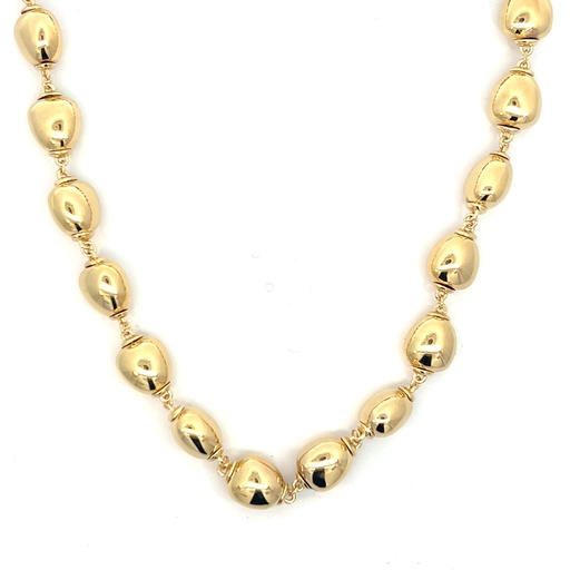 [FRF086065Y18] 14Kt Yellow Gold Large Bead Necklace 18"