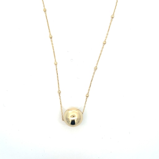 [FRF085861Y17] 14Kt Yellow Gold 12.8mm Bead Pendant Necklace 17"