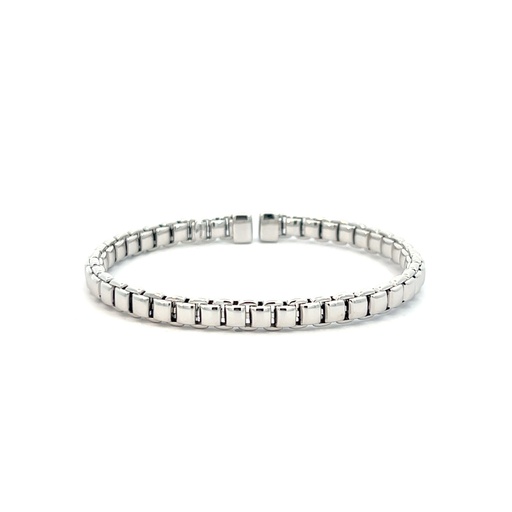 [FRG085906W7] 14Kt White Gold 6x4mm Hollow Cuff Bracelet sz7
