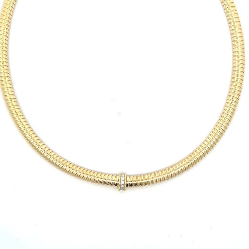 [FDF085904YDM18] 14Kt Yellow Gold Round Diamond Flex Necklace 0.07cttw