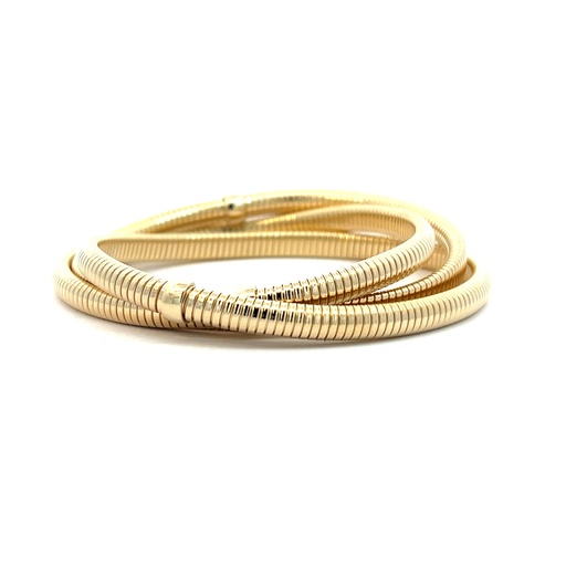 [FRB074710Y7] 14Kt Yellow Gold Triple Flex Rolling Bracelet sz7