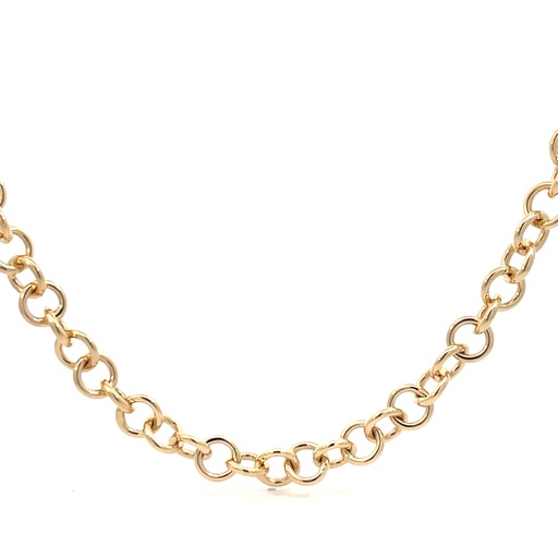 [FRF085819Y17] 14Kt Yellow Gold Round Link Necklace 17"