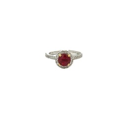 Platinum And Yellow Gold Ring With A Round Ruby Weighing 1.22ct And Round Diamonds Weighing 0.35ct
