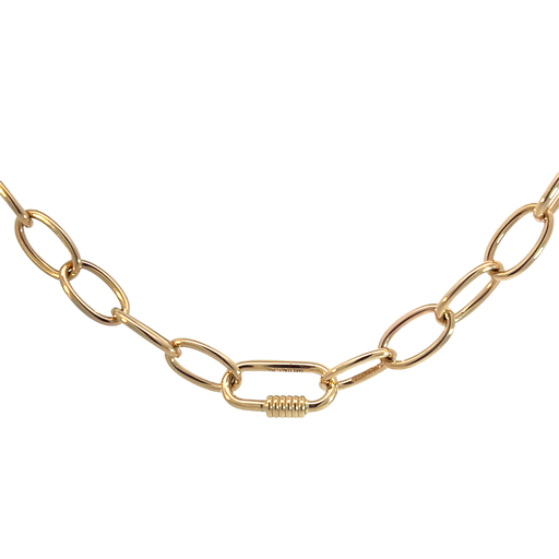 [FRF085802Y17] 14Kt Yellow Gold Oval Link Chain Necklace 17"