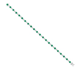 [B6206-EM] Diamond And Emerald Tennis Bracelet 4.62cttw