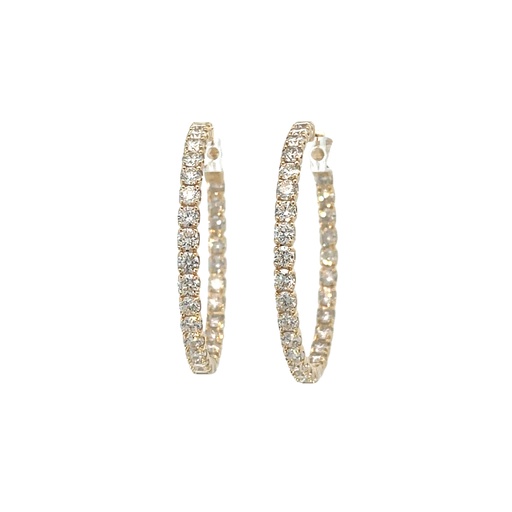 [EDD6472_RD-329] 14Kt Yellow Gold In/Out Hoops With (58) Round Diamonds Weighing 5.00cttw