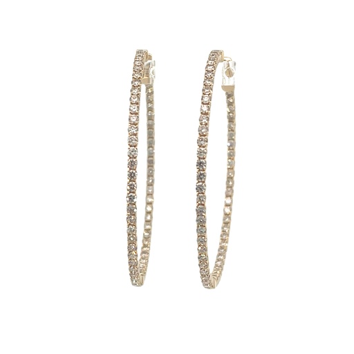 [EDD4818_rd-402] 14Kt Yellow Gold In/Out Hoops With (116) Round Diamonds Weighing 3.01cttw