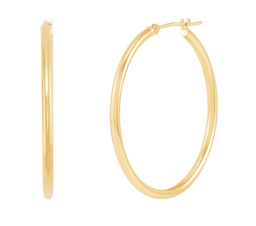 [FRE029264Y35] 14Kt Yellow Gold 2x35mm Tube Hoops