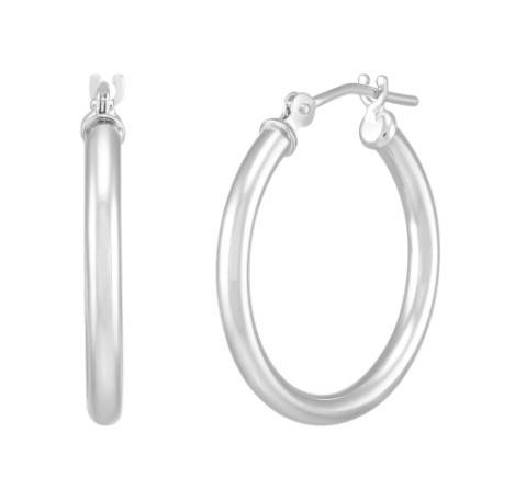 [1E10-3030H-W] 14Kt White Gold 3x30mm Tube Hoops