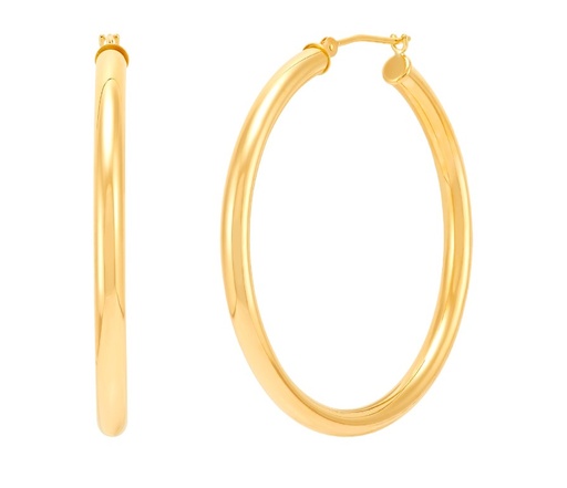 [E10-3040] 14Kt Yellow Gold 3x40mm Tube Hoops