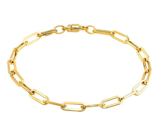 [FRC067189Y75] 14Kt Yellow Gold 10.7mm Hollow Paperclip Chain 7.5"