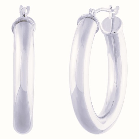 [E10-4025-W] 14Kt White Gold 4x25mm Tube Hoops