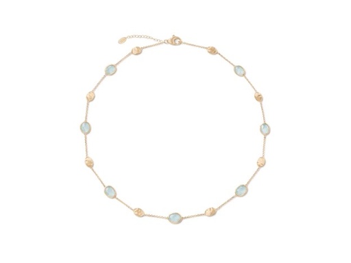 [CB1874-E-AQ01-Y-02-42.0] 18Kt Yellow Gold Siviglia Bead And Aquamarine Necklace 16.5"