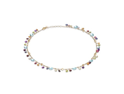 [CB2584-E MIX01T Y 02] 18Kt Yellow Gold Paradise Necklace With Mixed Gemstones 16.5"