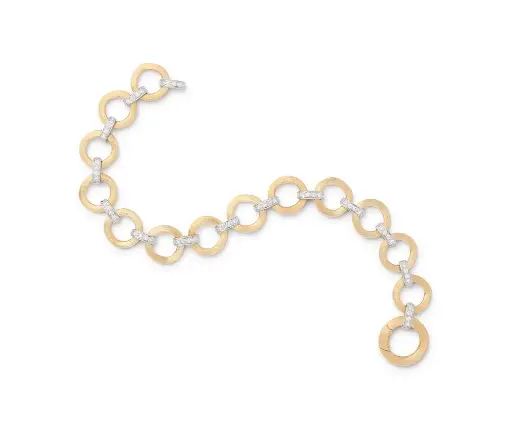 [BB2660 B YW Q6] 18Kt Two Toned Jaipur Bracelet With (56) Round Diamonds Weighing 0.50cttw