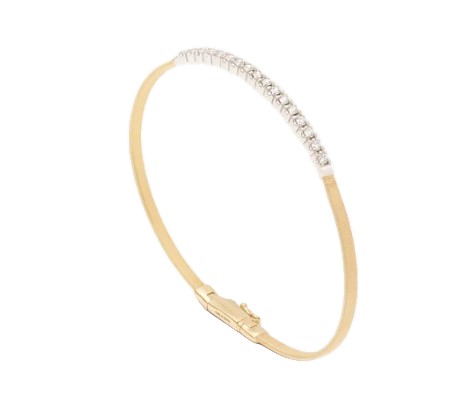 [SG730 B5 YW M5] 18Kt Two Toned Masai Bangle With (17) Round Diamonds Weighing 0.43cttw