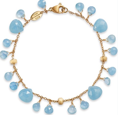 [BB2584 AQ01 Y 02] 18Kt Yellow Gold Paradise Aquamarine Bracelet 7.25"
