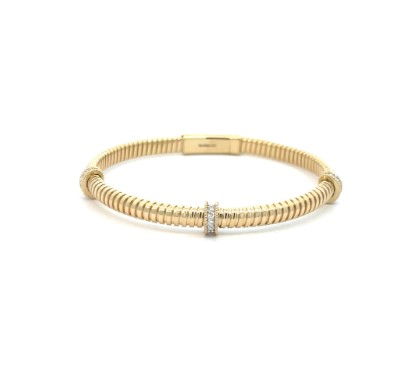 [FDB085904YDM75] 14Kt Yellow Gold Round Diamond Flex Bracelet 0.20cttw