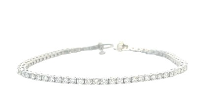 [TENNISBRACELET] 14Kt White Gold Tennis Bracelet With (69) Round Diamonds Weighing 3.12cttw