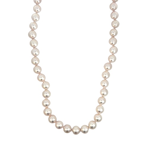 [8ST-73] 18Kt Yellow Gold Pearl Strand With (53) 8x7.5mm Pearls 18"