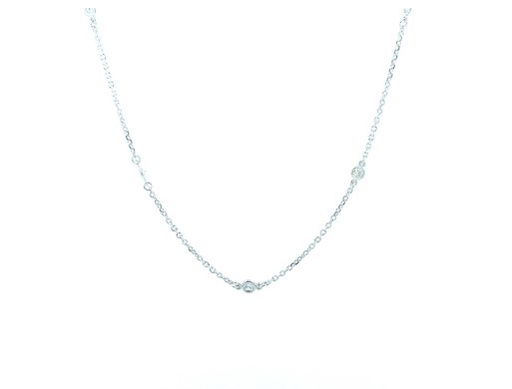 [C1-30-W (CH16049)] 14Kt White Gold Diamond By The Inch Necklace With (12) Round Diamonds Weighing 0.29cttw