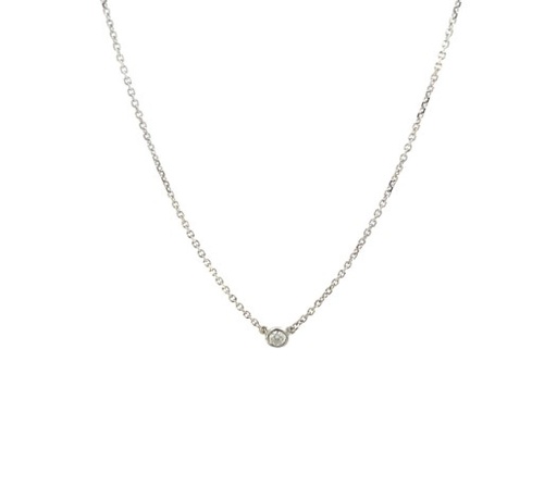 [C10-5-W (CH10002)] 14Kt White Gold Solitaire Necklace With A Round Diamond Weighing 0.05ct